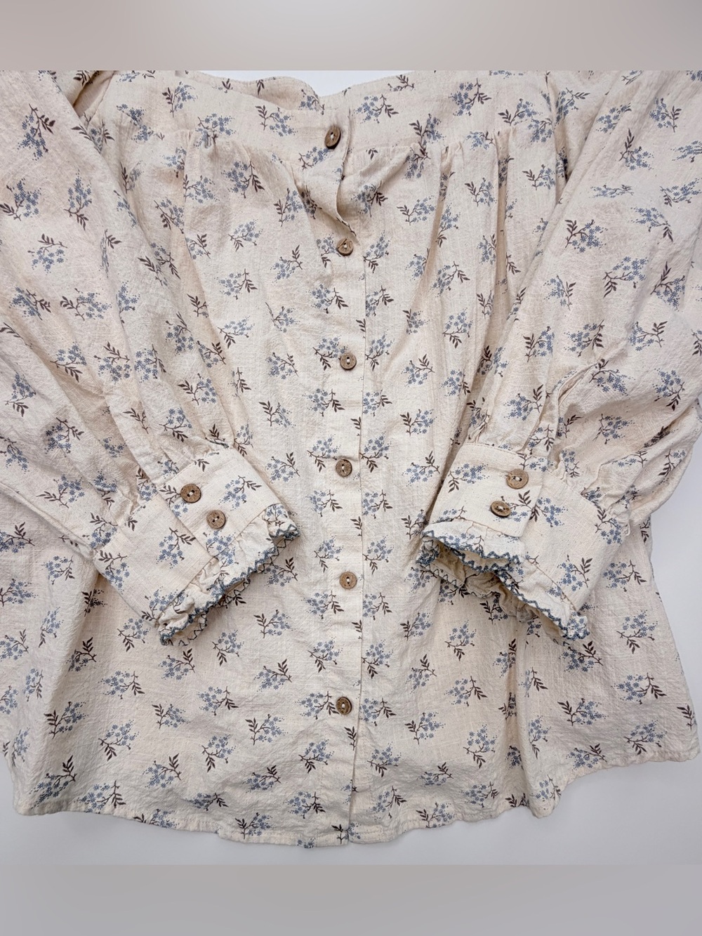 Women's Cream Floral Square-Neck Blouse - Picture 6 of 16